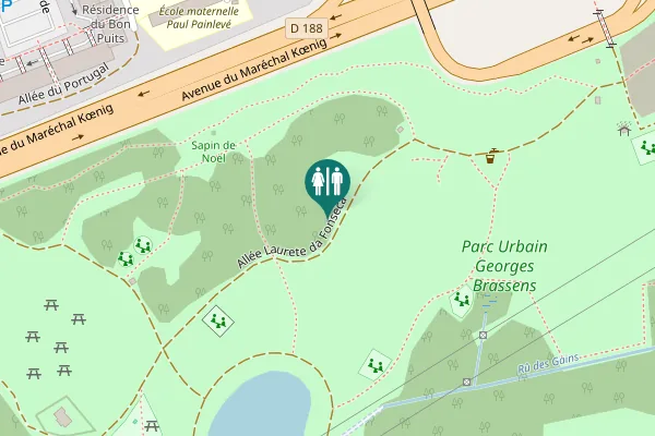Map showing location of Allée Laurete da Fonseca Toilet