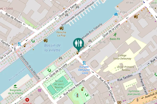 Map showing location of Quai de la Loire Toilet