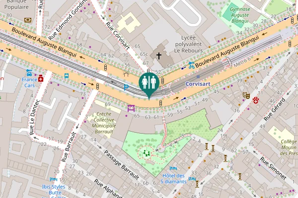Map showing location of Paris Toilet