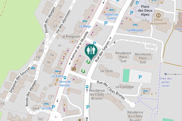 Map showing location of Rue des Sagnes Toilet