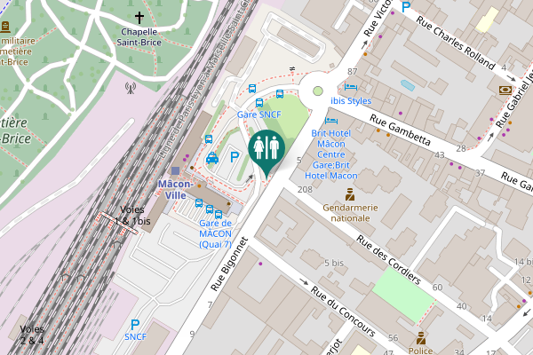 Map showing location of Avenue de la Gare Toilet