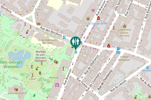Map showing location of Rue Brancion 75 Toilet
