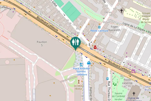 Map showing location of Place Amédée Gordini Toilet