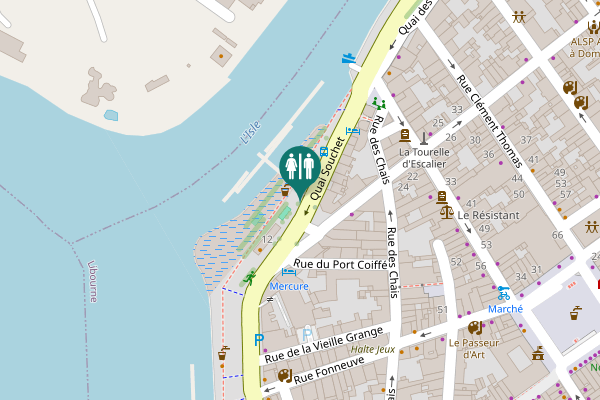 Map showing location of Quai Souchet Toilet