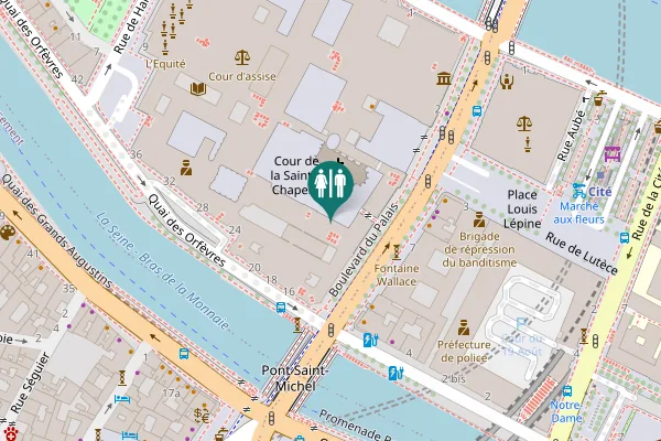 Map showing location of Cour de la Sainte-Chapelle Toilet