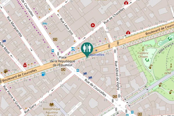 Map showing location of Boulevard de Courcelles 51 Toilet