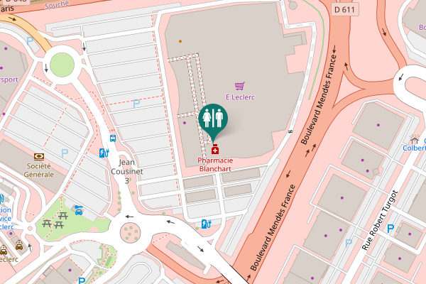 Map showing location of Avenue de Paris 580 Toilet