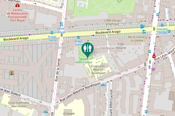 Map showing location of Boulevard Arago 69 Toilet