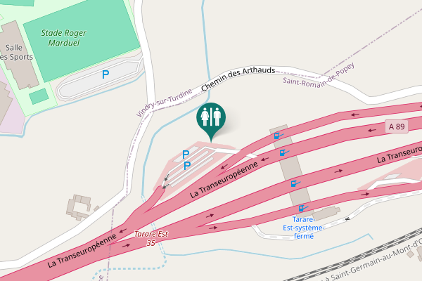 Map showing location of La Transeuropéenne Toilet
