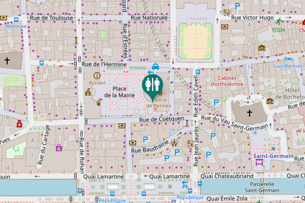 Map showing location of Opéra