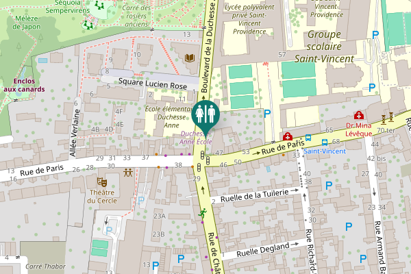 Map showing location of Duchesse Anne
