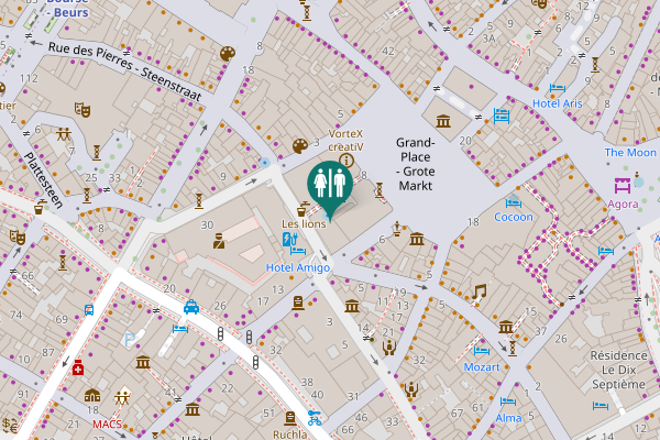 Map showing location of Rue de l'Amigo - Vruntstraat 13 Toilet