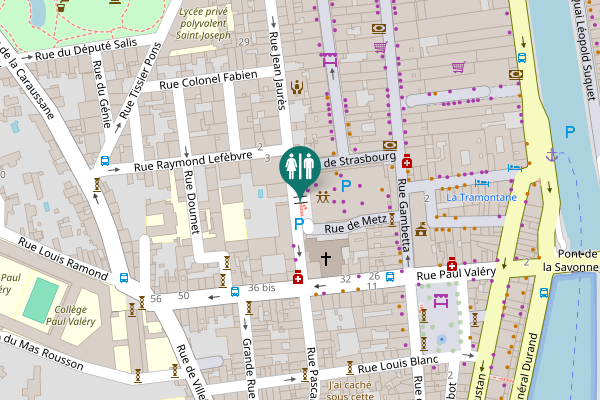 Map showing location of Rue de Strasbourg Toilet