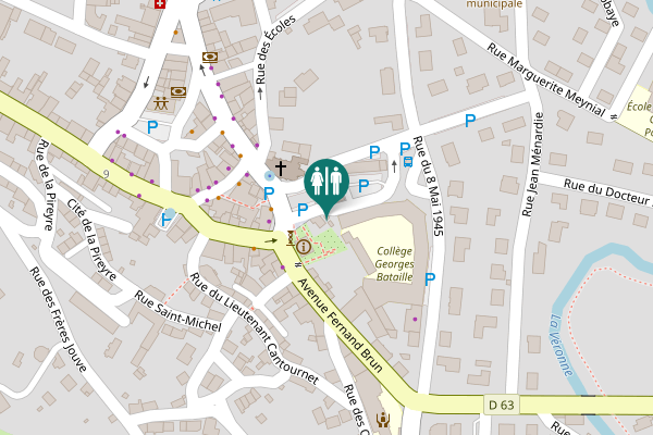 Map showing location of Riom-ès-Montagnes Toilet