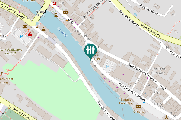 Map showing location of Place du Jura Toilet