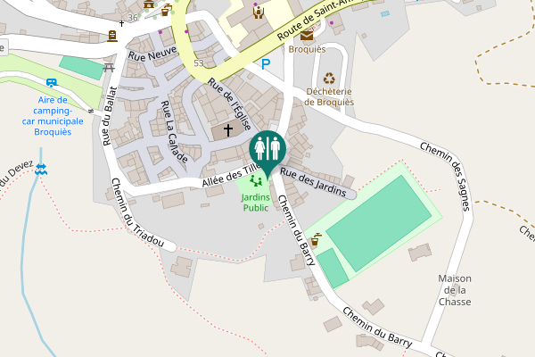 Map showing location of Chemin du Barry Toilet