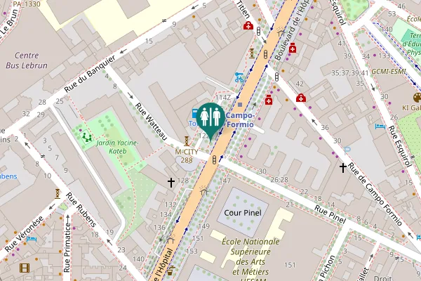 Map showing location of Boulevard de l'Hôpital Toilet
