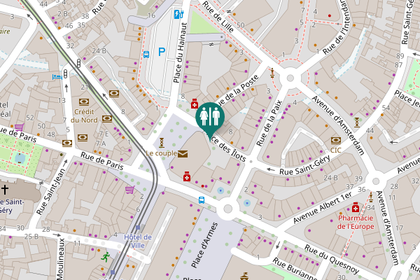 Map showing location of Place des Îlots 16 Toilet