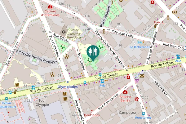 Map showing location of Rue de Tolbiac 70 Toilet
