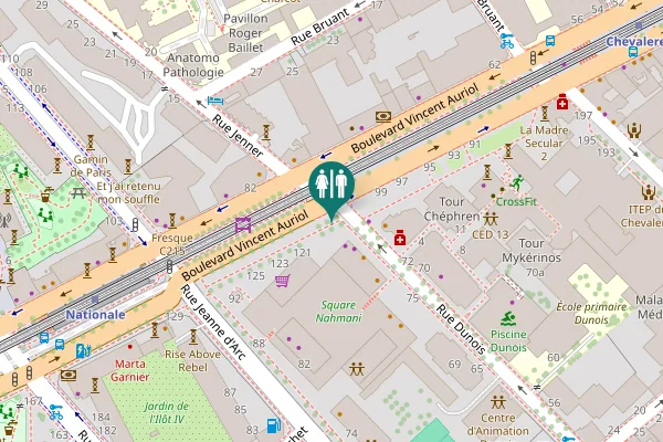 Map showing location of Boulevard Vincent Auriol 117 Toilet