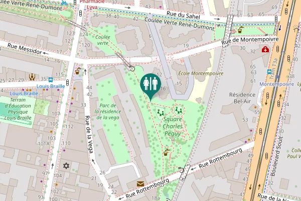 Map showing location of Promenade Plantée Toilet