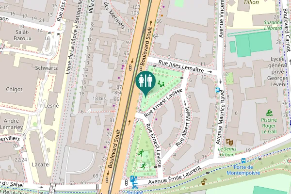 Map showing location of Paris Toilet