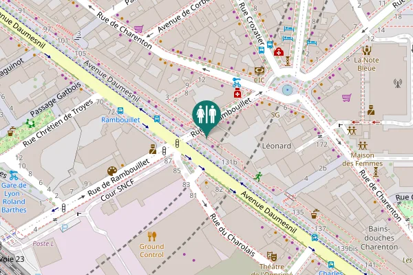 Map showing location of Coulée Verte René-Dumont Toilet