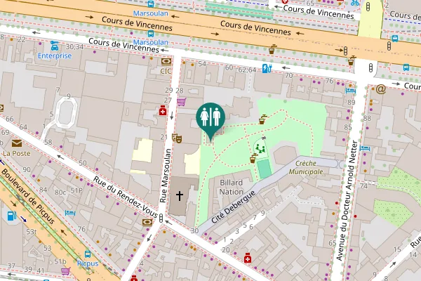 Map showing location of Rue Marsoulan 20 Toilet