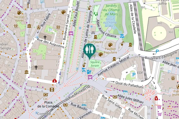 Map showing location of Montpellier Toilet
