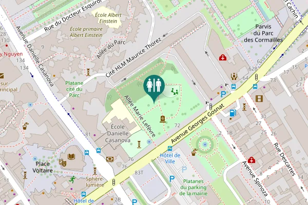 Map showing location of Allée Marie Lefèvre Toilet