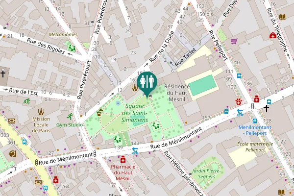 Map showing location of Passage des Saint-Simoniens 11 Toilet