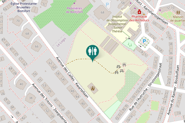 Map showing location of Avenue des Cailles - Kwartellaan 44 Toilet