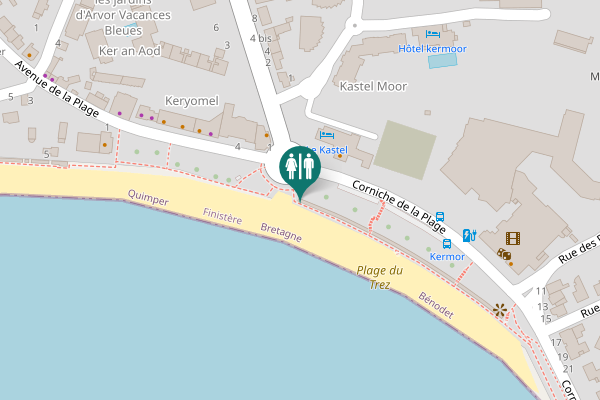 Map showing location of Bénodet Toilet