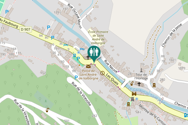 Map showing location of Les Quais Toilet