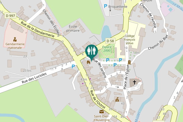 Map showing location of Rue des Jardins 1 Toilet