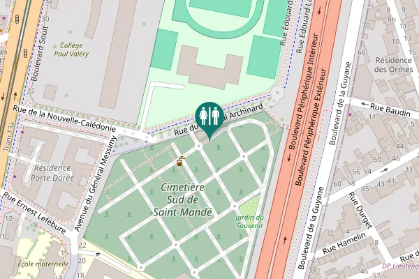 Map showing location of Rue du Général Archinard Toilet