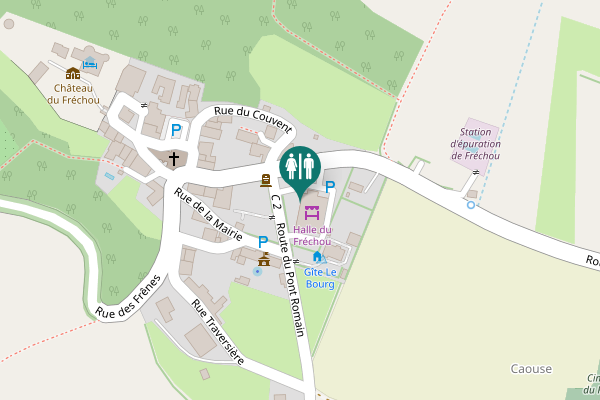 Map showing location of Route du Pont Romain Toilet