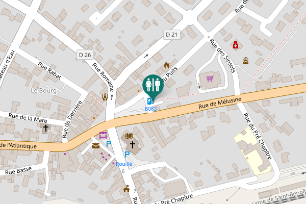 Map showing location of Rouillé Toilet