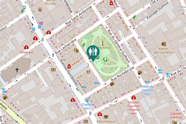 Map showing location of Rue du Général Blaise Toilet