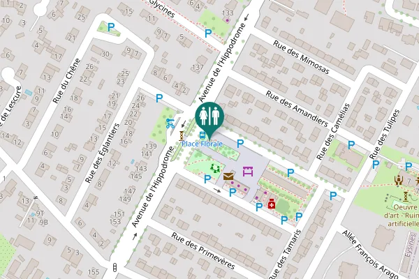 Map showing location of Place Florale Toilet