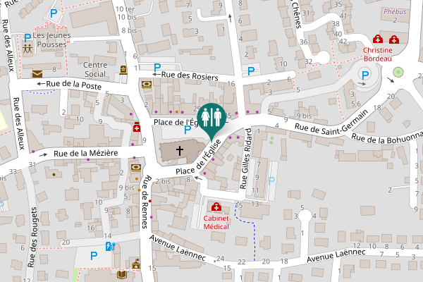 Map showing location of Place de l'Église 16 Toilet