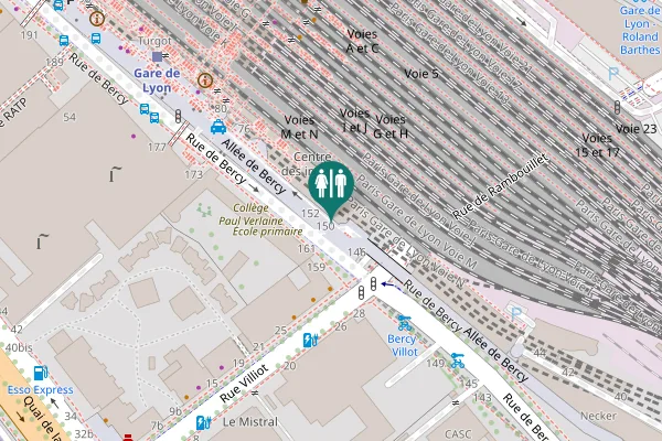 Map showing location of Rue de Bercy 150 Toilet