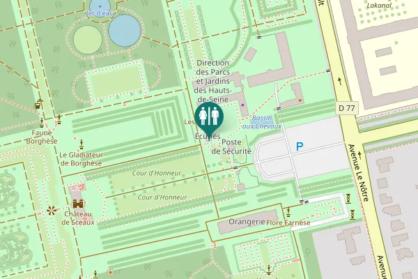 Map showing location of Parcours de Santé Toilet