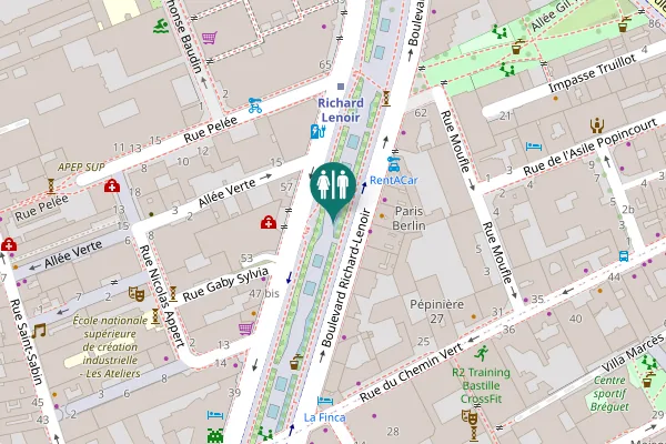 Map showing location of Boulevard Richard-Lenoir Toilet