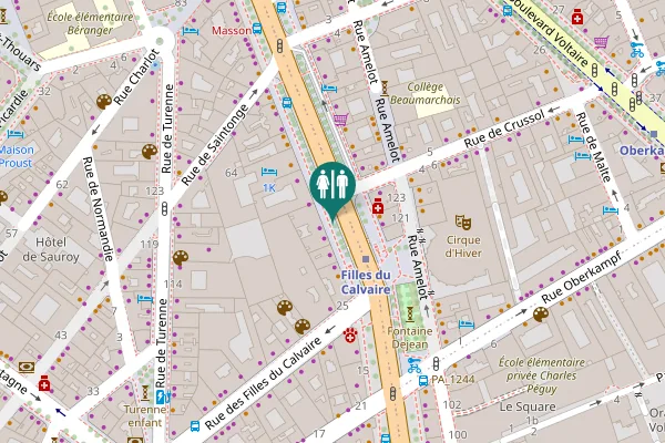 Map showing location of Boulevard du Temple 7;9 Toilet