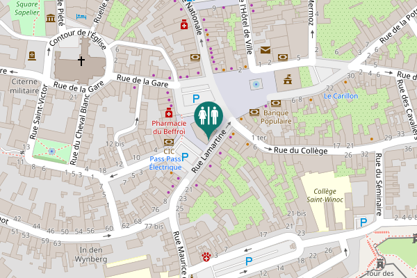 Map showing location of Bergues Toilet