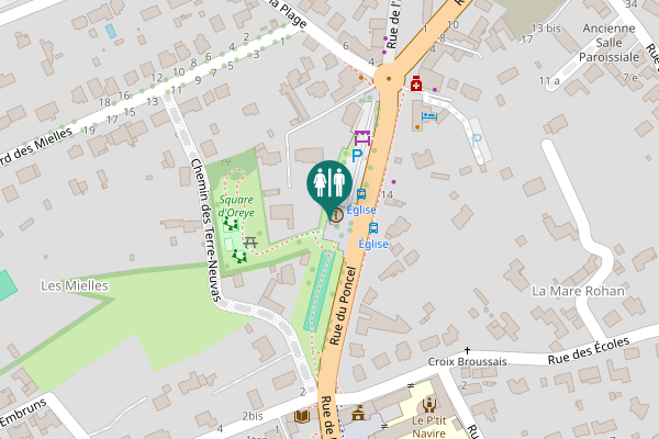 Map showing location of Square Jean Conan Toilet