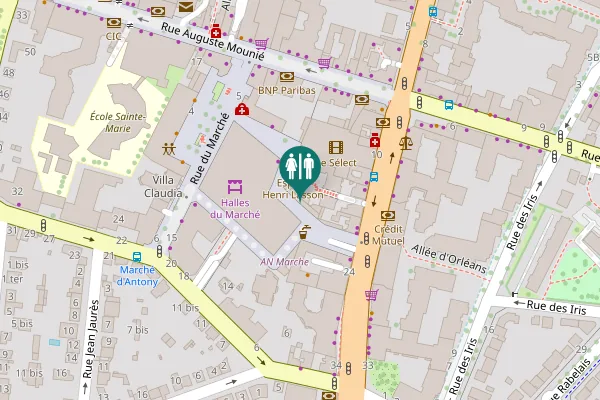 Map showing location of Antony Toilet