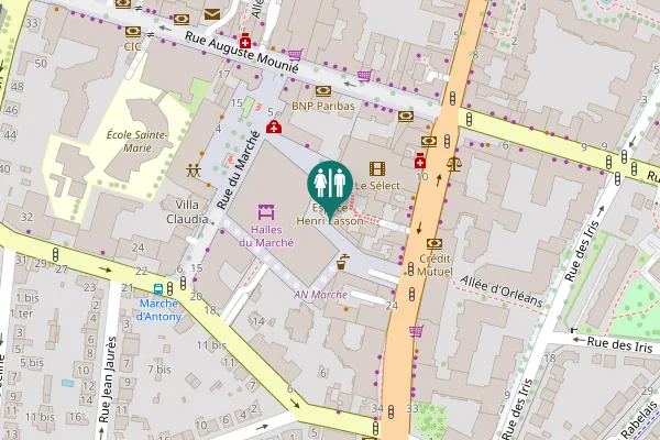 Map showing location of Antony Toilet