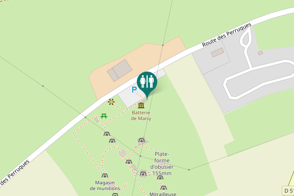 Map showing location of Route des Perruques Toilet